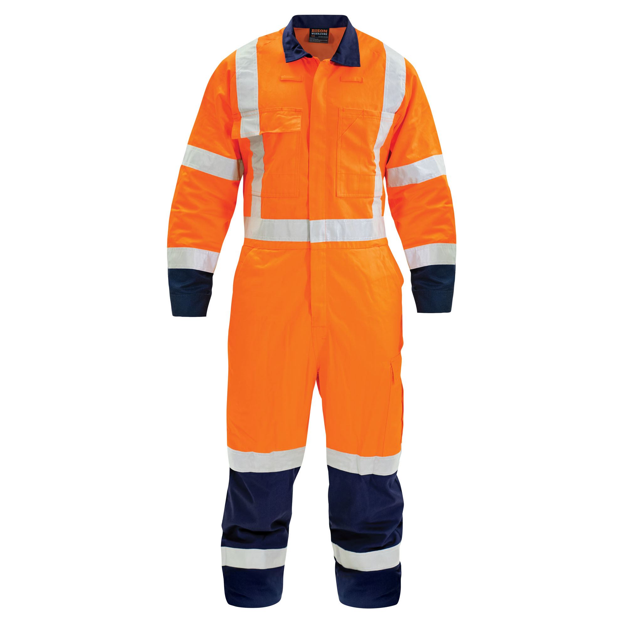 Overall TTMC X-Back Cotton Zip Orange/Navy (CTPCOWX) - Bison